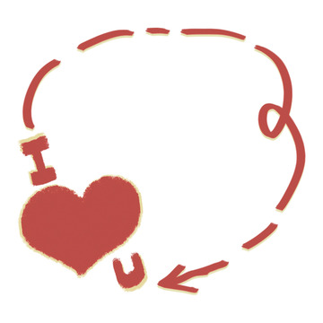 手绘心形边框爱情元素