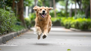 金毛犬奔跑小路
