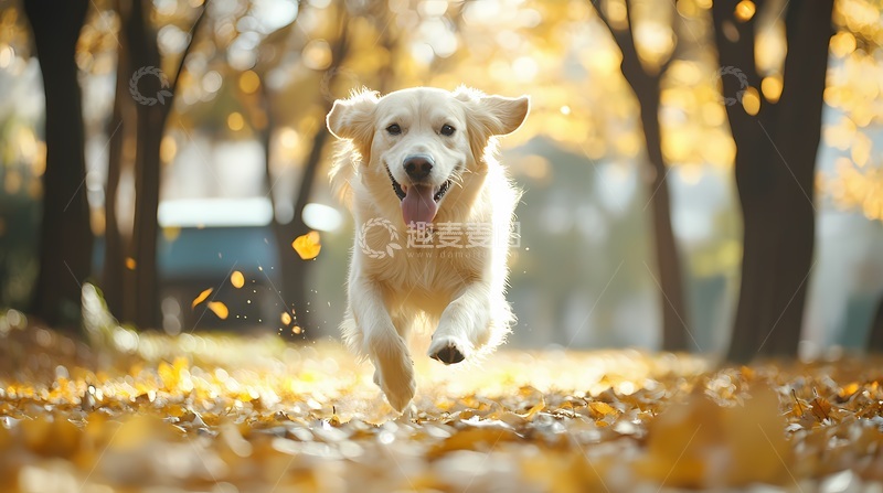 高清大图下载【趣麦麦图】秋日金毛奔跑自然风光摄影