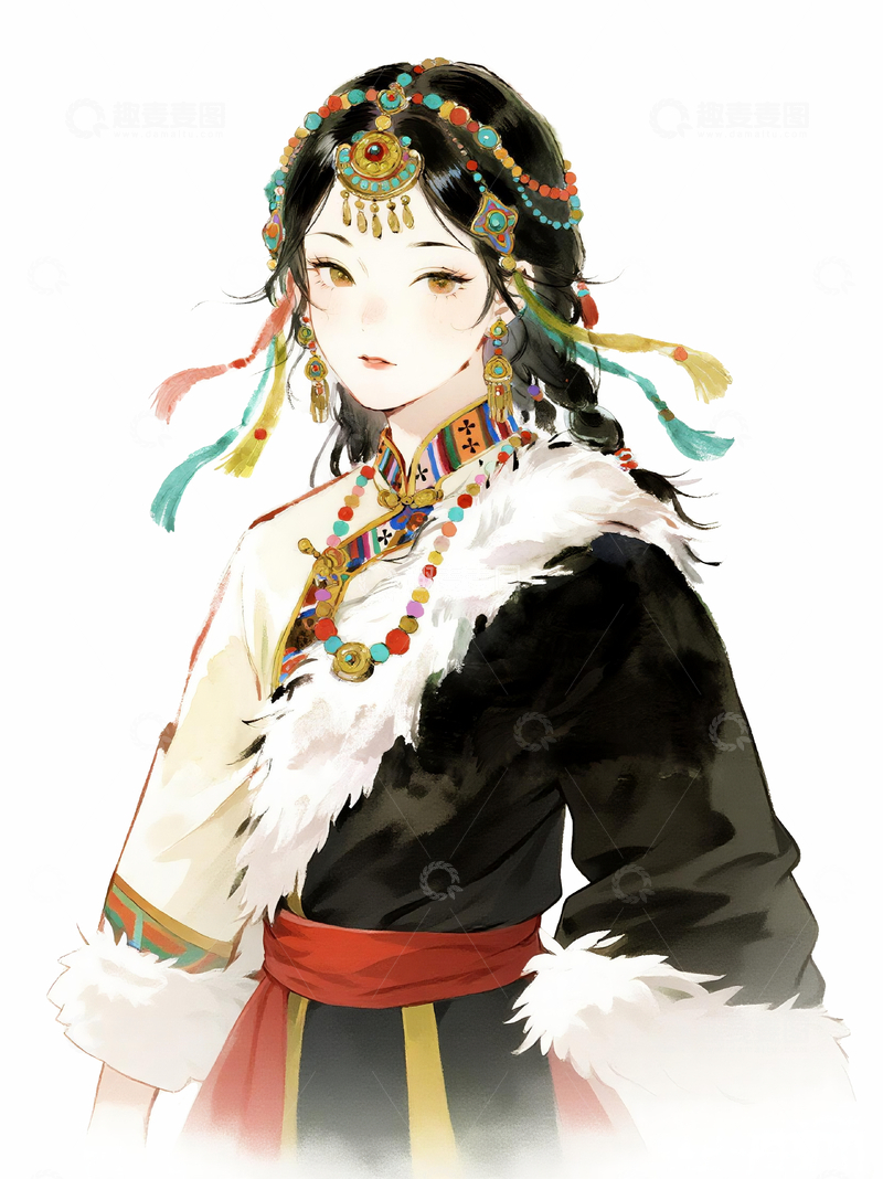 源文件下载【趣麦麦图】免抠藏族少女1