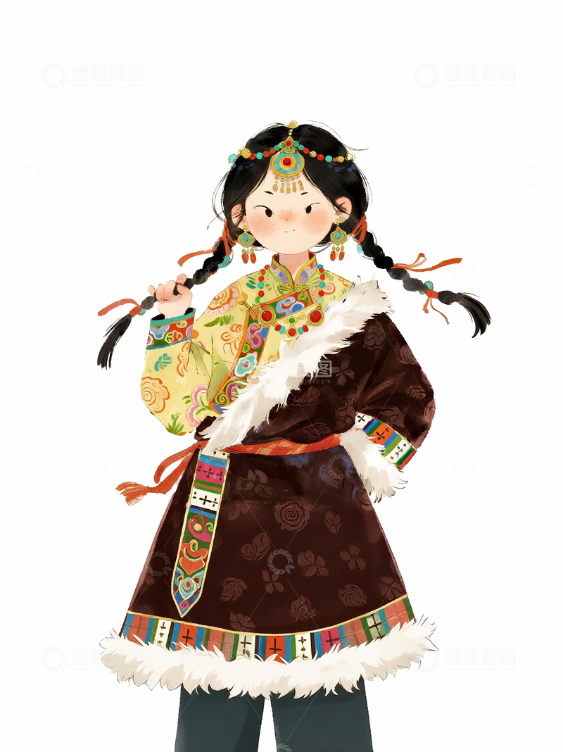 源文件下载【趣麦麦图】免抠藏族少女2