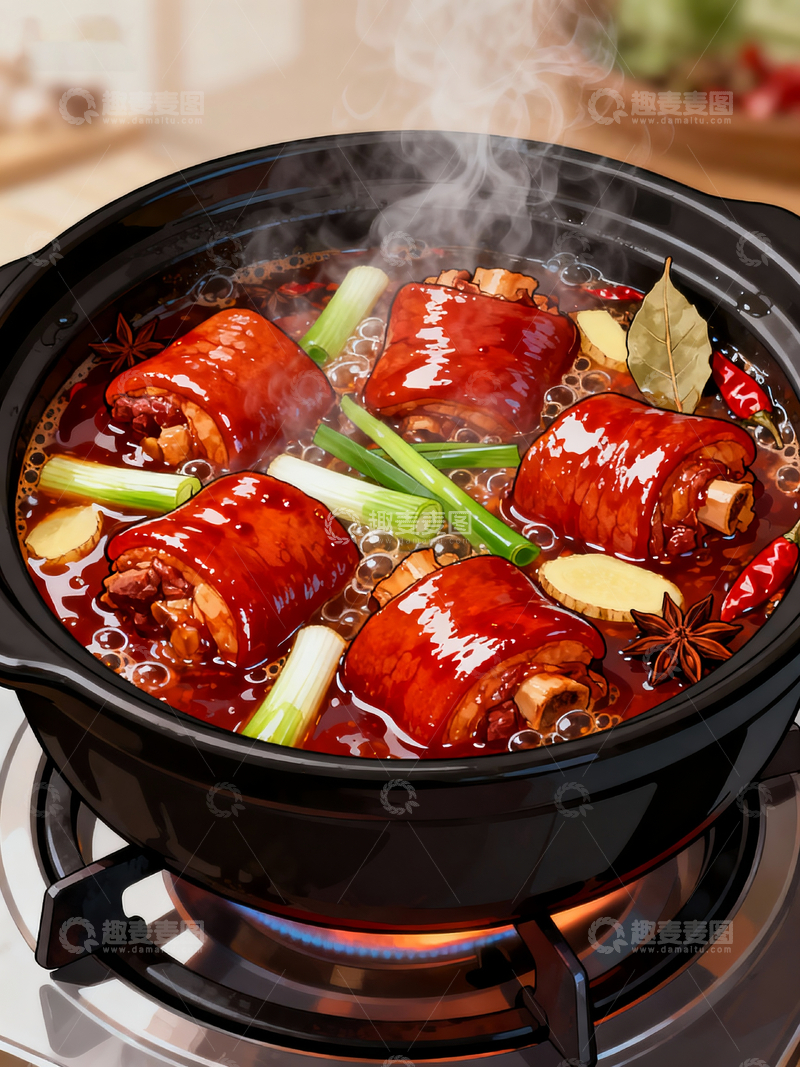 源文件下载【趣麦麦图】写实漫画风格红烧猪蹄4