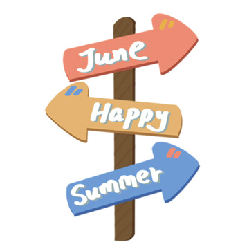 卡通风格六月夏日指示牌设计素材