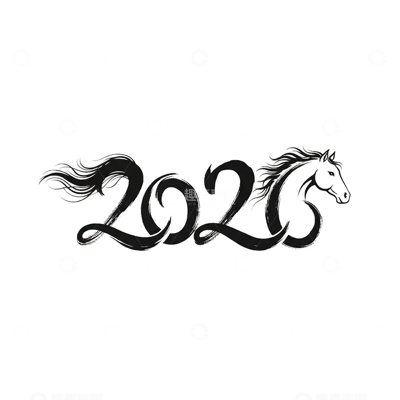 高清大图下载【趣麦麦图】2026艺术字马年