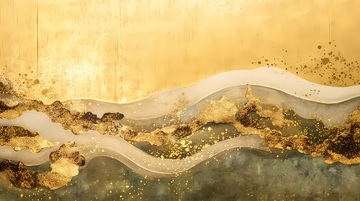 金色波浪抽象艺术画