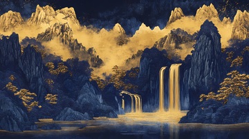 水墨山水画风光自然风景画