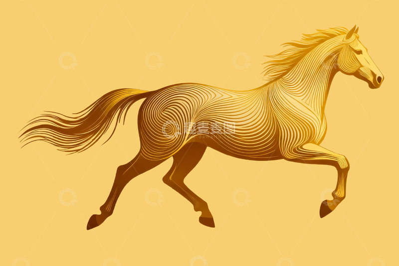 源文件下载【趣麦麦图】极简线条骏马4