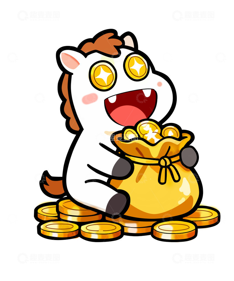 源文件下载【趣麦麦图】2025发财小马