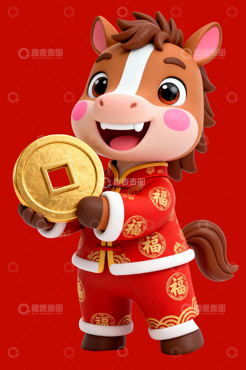 源文件下载【趣麦麦图】春节主题3d小马2