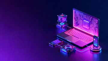 霓虹科技风电子设备插画