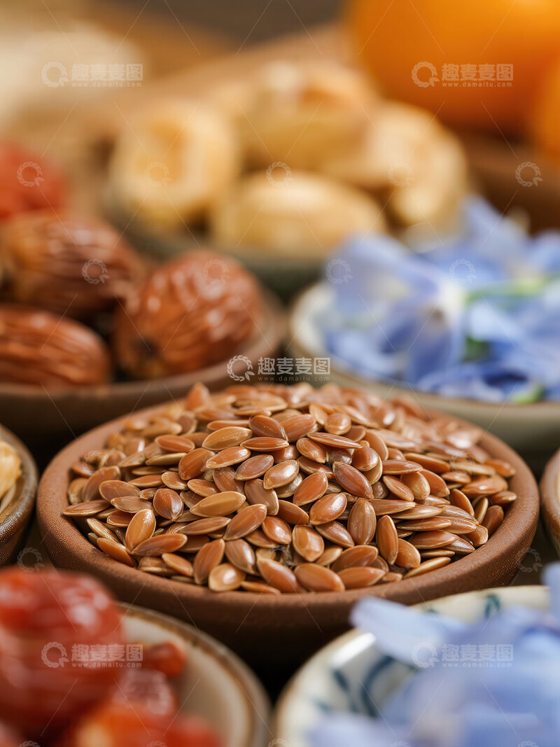 高清大图下载【趣麦麦图】亚麻籽  棕亮  保健   