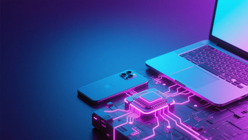 科技感智能手机与电脑电路板