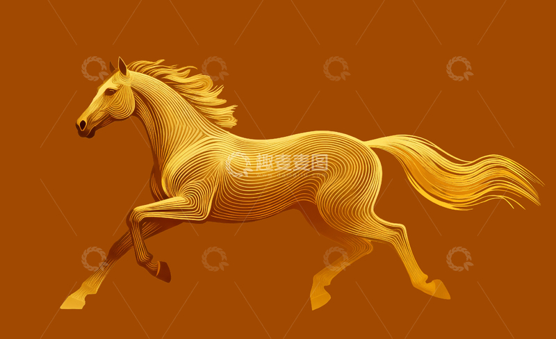源文件下载【趣麦麦图】极简线条骏马3