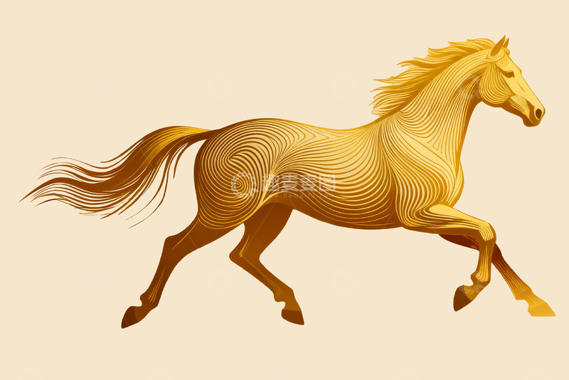 源文件下载【趣麦麦图】极简线条骏马1