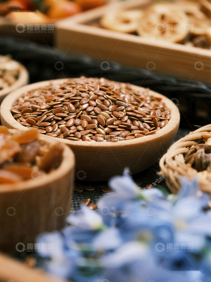 高清大图下载【趣麦麦图】亚麻籽  棕亮  烘焙  