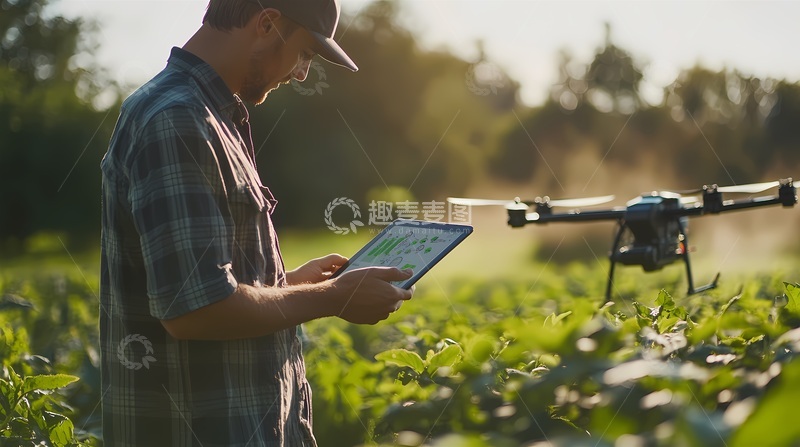 高清大图下载【趣麦麦图】农田科技无人机操作