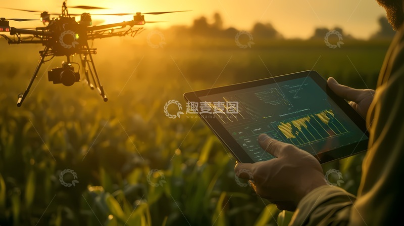 高清大图下载【趣麦麦图】智慧农业无人机监控场景