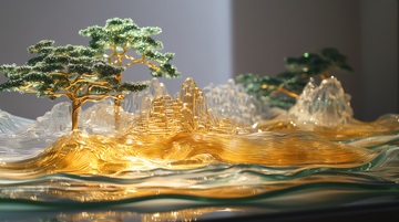 琉璃山水风景艺术品摆件