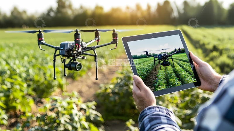 高清大图下载【趣麦麦图】智能农业无人机田间作业
