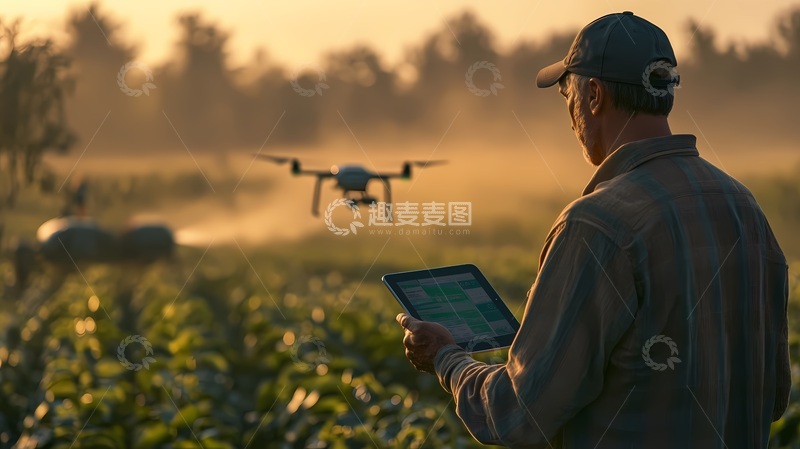 高清大图下载【趣麦麦图】农田无人机操作现代农业