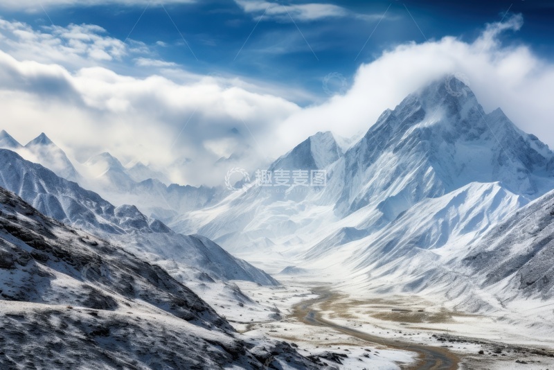 高清大图下载【趣麦麦图】雪山远山云雾美景