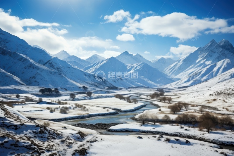 高清大图下载【趣麦麦图】冬季雪地峡谷自然美景