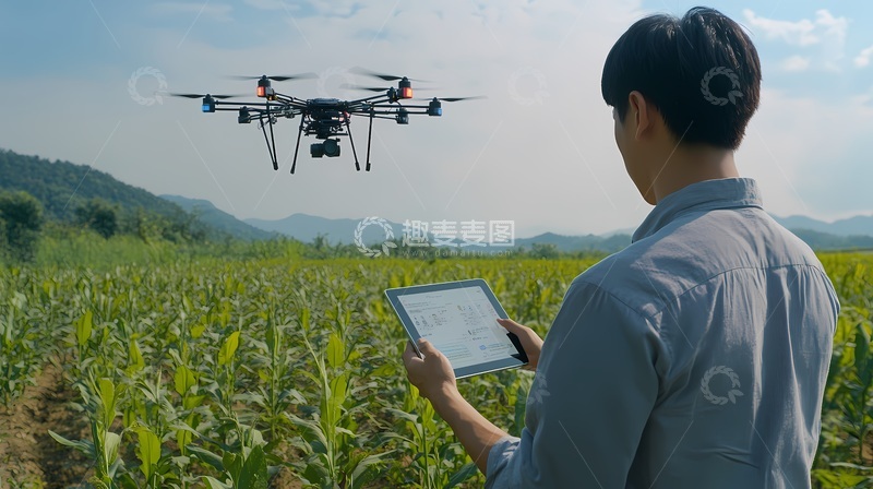 高清大图下载【趣麦麦图】智能农业无人机农田作业