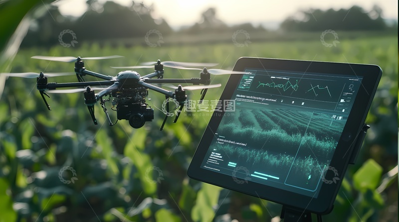 高清大图下载【趣麦麦图】智慧农业无人机农田监测