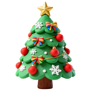 彩泥圣诞树装饰品手工制作模型