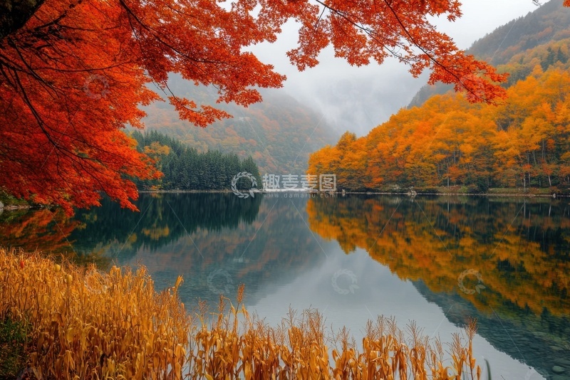 高清大图下载【趣麦麦图】秋季森林湖泊自然美景