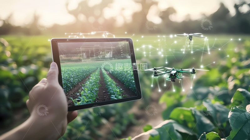 高清大图下载【趣麦麦图】智慧农业无人机农田监控