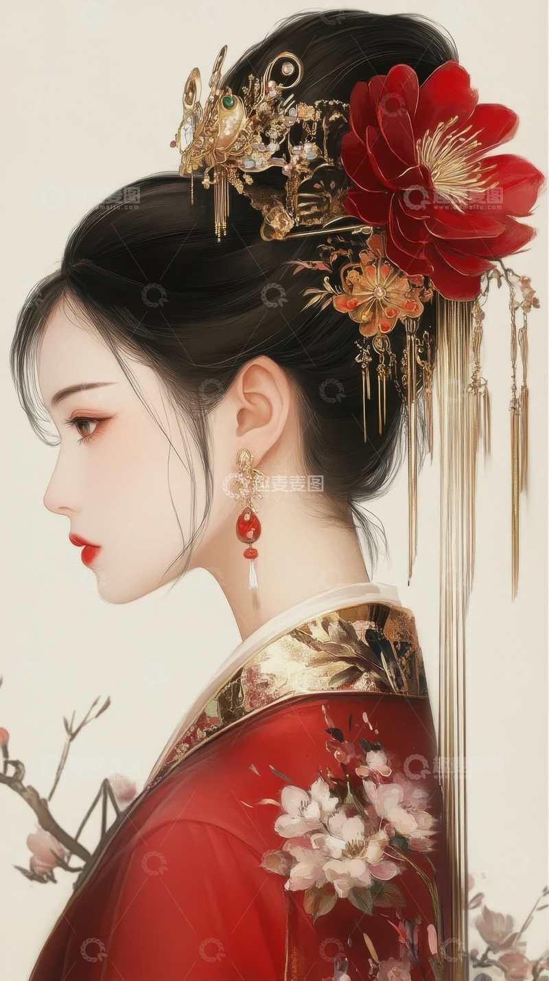 高清大图下载【趣麦麦图】手绘简约古风美女