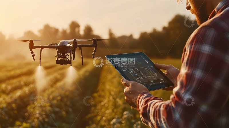高清大图下载【趣麦麦图】智能农业无人机操作场景