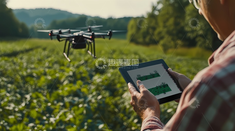 高清大图下载【趣麦麦图】农田无人机监控农业技术