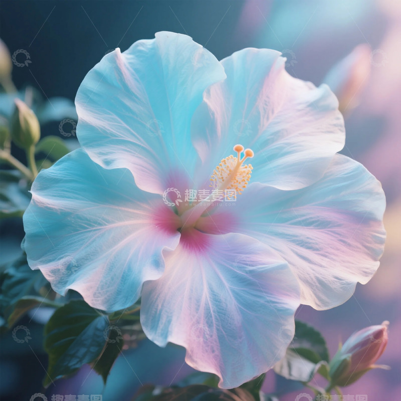 高清大图下载【趣麦麦图】淡雅木槿花盛开