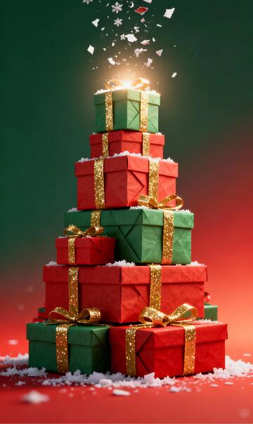 圣诞礼盒堆叠节日庆祝