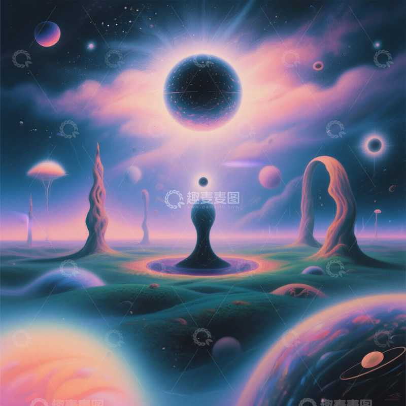 高清大图下载【趣麦麦图】梦幻宇宙奇幻场景插画