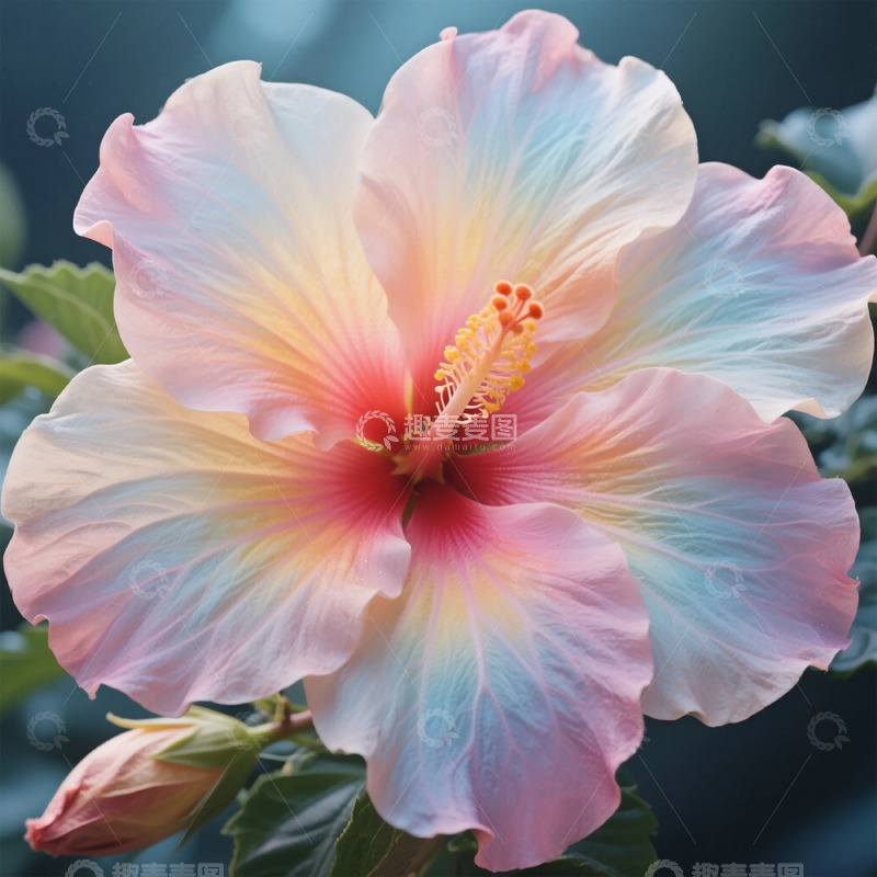 高清大图下载【趣麦麦图】渐变色彩木槿花特写摄影图
