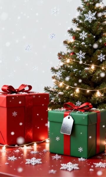 圣诞礼物雪花树喜庆图片