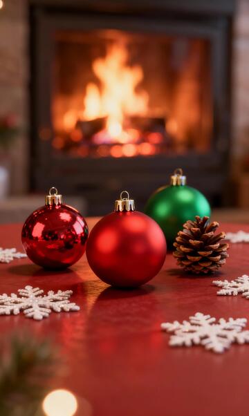 圣诞壁炉装饰温馨场景