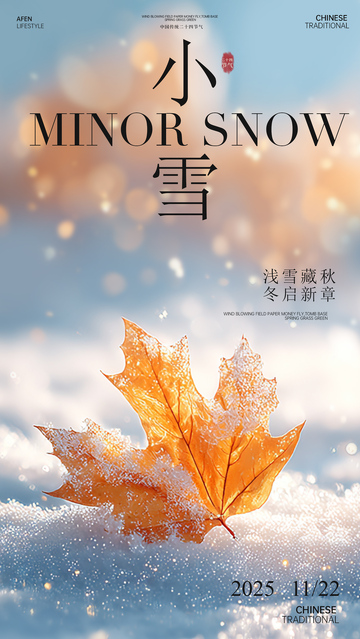 小雪节气秋日余韵海报设计