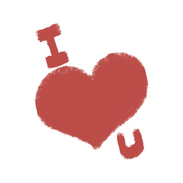 红色心形图案简约插画