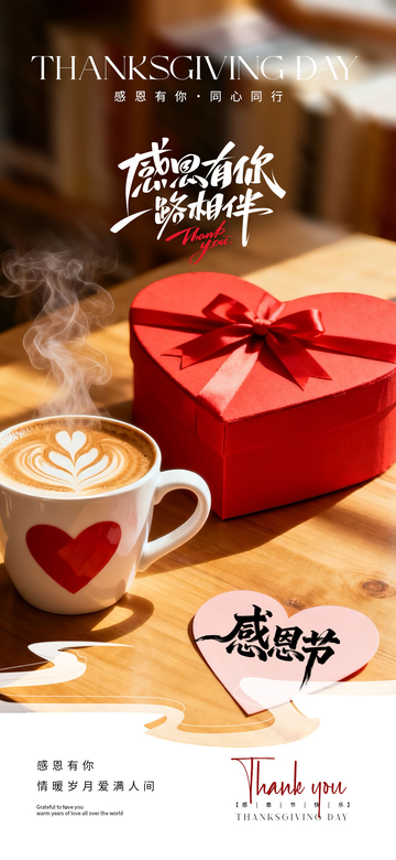 感恩节暖心情人节贺卡设计素材