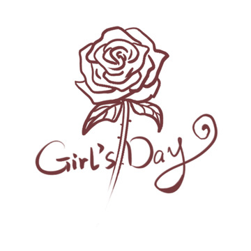 玫瑰插画女孩节祝福设计