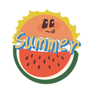卡通西瓜夏日插画