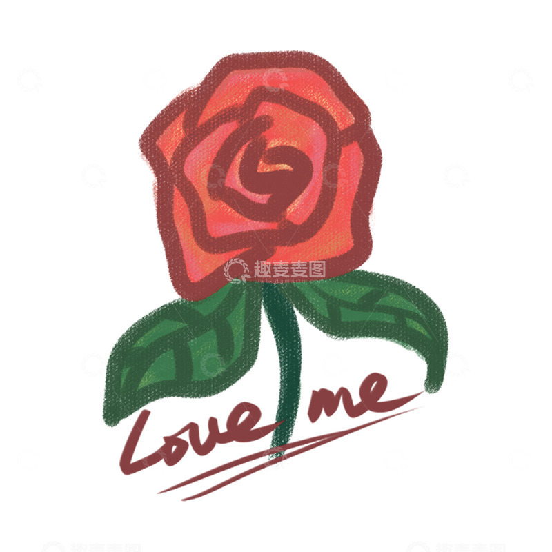 高清大图下载【趣麦麦图】手绘玫瑰爱意表达插画