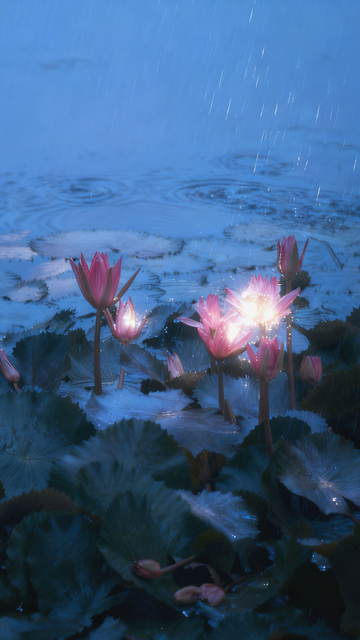 雨中睡莲梦幻光影1