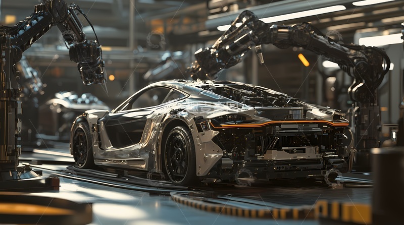 高清大图下载【趣麦麦图】未来科技汽车生产线组装场景