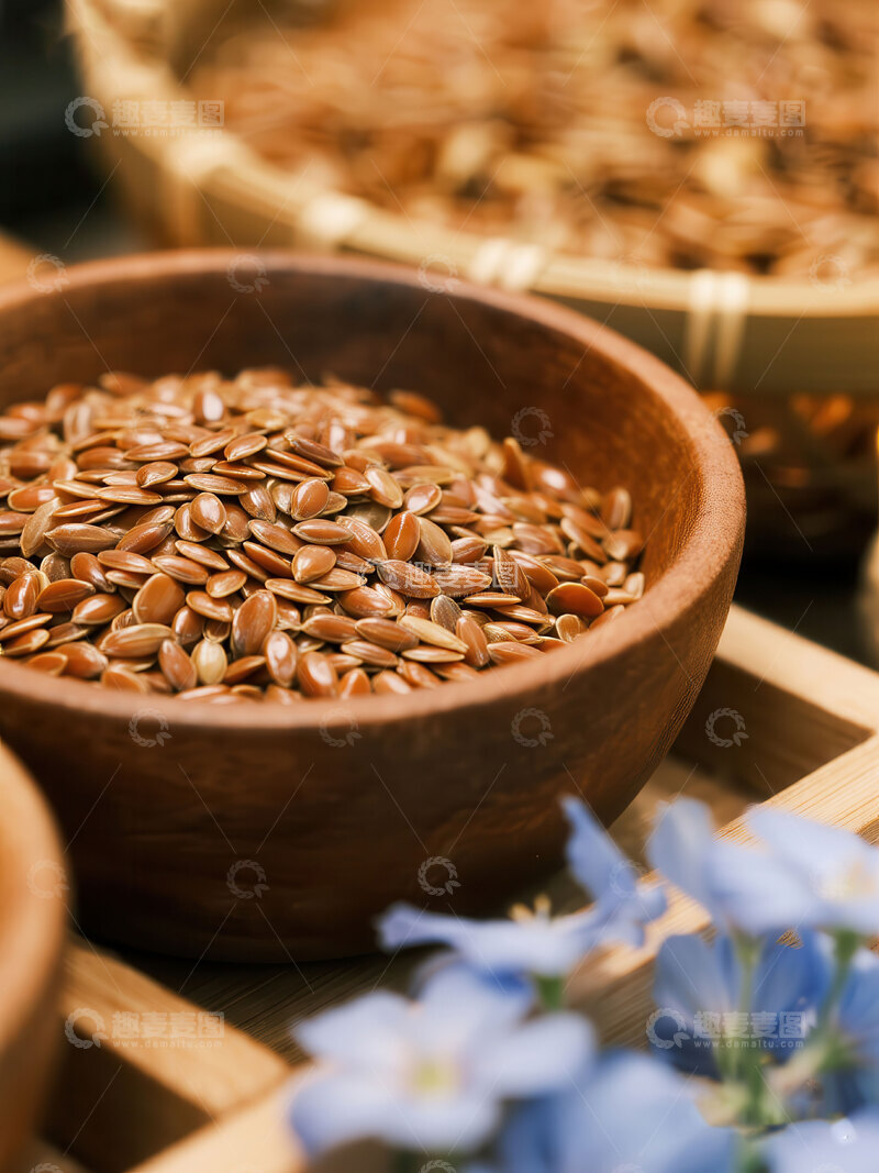 高清大图下载【趣麦麦图】亚麻籽  棕亮  开胃  
