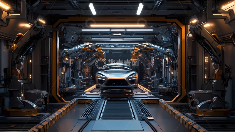 高清大图下载【趣麦麦图】未来科技汽车生产线